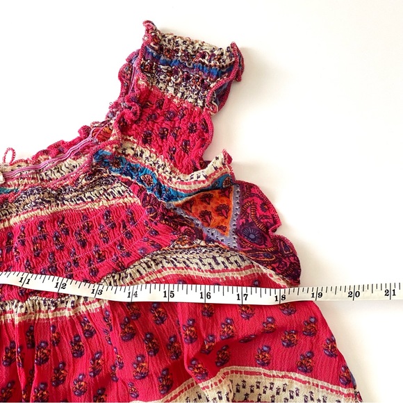 4/$20 JAPNA L Boho Flowy Rayon Floral Multicolored Print Top - Picture 7 of 9